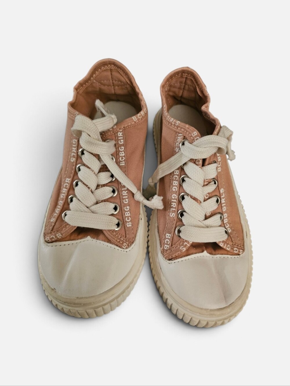 BCBG Girls Blush Pink & White Lace-Up Sneakers
